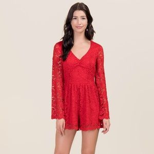 Francesca’s Miami Red Lace Romper